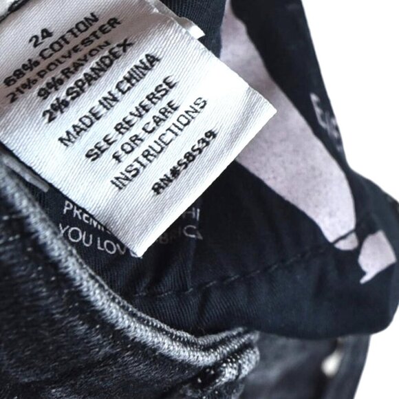 Evereve The Ever Straight Jeans Women’s 24 Black Raw Hem High Rise - Picture 9 of 9